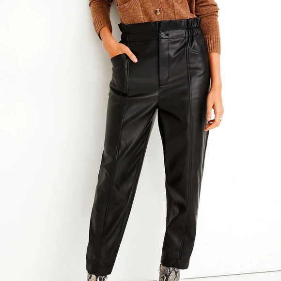 Madewell Vegan Leather Pull-On Paperbag Pants - Picture 1 of 14